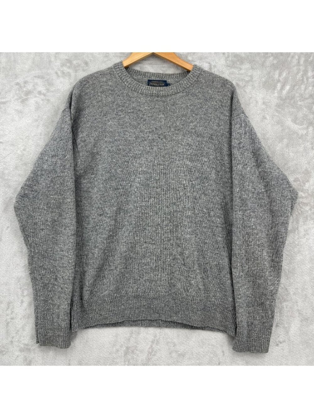 Pendleton Washable Shetland Wool Gray Crewneck Pullover Sweater Academia